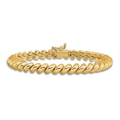 High-Polish San Marco Chain Bracelet 14K Yellow Gold 7.5" | Jared Jared Jewelry, Jewelry Aesthetic, Luxe Jewelry, Bracelet Chain, Box Clasp, Gold Bracelet Chain, Luxury Outfits, Dream Wardrobe, A Box