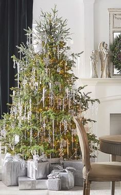 a decorated christmas tree in a living room