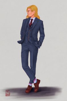 a drawing of a man in a suit and tie