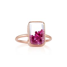 Ten Fourteen Petite Ruby Ring Ring - Moritz Glik recently added Ruby Core Orange Engagement Ring, New York City Style, Fun Jewelry, Ruby Stone, Ruby Ring, City Style, October Birth Stone, White Sapphire, 18k Rose Gold