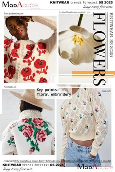 SS25 knitwear mood Flowers - ModaCable 2025 Pattern Trends, Womens Knitwear, Spring Summer Fashion Trends, Sweater Trends, Trendy Fall Outfits, Fashion Sewing Pattern