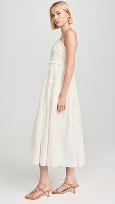 Ulla Johnson Gisella Dress | Shopbop Spring Tiered Dresses With Crochet Trim, Tiered Lace Trim Dress For Daywear, Elegant Linen Dress With Tiered Skirt, Ulla Johnson Dress, Midi Length Skirts, New York Street, India Fashion, Crochet Trim, Tier Skirt