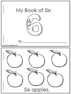 the number six and six apples worksheet for children to learn how to write numbers