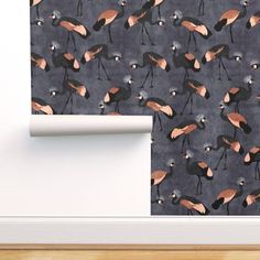 a wallpaper with an image of flamingos on it