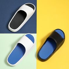 The Two Color Slides ﻿should be the next addition to your wardrobe this summer! They include everything you need for a pair of slides. They are lightweight, breathable, comfortable waterproof, and extremely user-friendly! FEATURES: Style Open toe Season Spring/Summer Sole Flat Vamp material EVA COMFORTABLE MATERIAL: The Two Color Slides are made of high-density material. These are light, soft, breathable, and waterproof, and their excellent flexibility and durability make them perfect for everyday wear. The modern features and attractive characteristics will never go out of style even if worn for years. SUPER NON-SLIP SOLE: The super comfy footwear features a thickened sole with an anti-slip texture design that provides excellent friction and just the right amount of support as you walk, p Casual Blue Platform Slippers With Round Toe, Non-slip Foam Slip-on Slides, Comfortable Foam Slides With Non-slip Design, Comfortable Non-slip Foam Slides, Casual Blue Platform Slippers For Summer, Blue Synthetic Platform Slippers For Summer, Spring Foam Slides With Non-slip Details, Spring Foam Slides With Non-slip Design, Non-slip Foam Slides For Beach