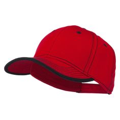 Superior Cotton Twill Structured Twill Cap Red Six-panel Fitted Hat For Streetwear, Red Cotton Fitted Hat With Curved Brim, Red Sporty Trucker Hat With Curved Brim, Sporty Red Trucker Hat With Curved Brim, Red Sporty Trucker Hat With Visor, Red Sporty Visor Trucker Hat, Red Six-panel Fitted Hat For Sports Events, Sporty Red Six-panel Snapback Hat, Red Adjustable Sporty Trucker Hat