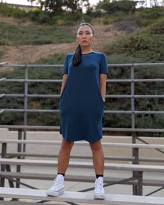 Halie T–Shirt Dress - Marine | Universal Standard Puffer Vest Fashion, Long Tshirt Dress, Athleisure Pants, Weekend Dresses, Universal Standard, Wardrobe Ideas, Vest Fashion, Blazer Fashion, Everyday Dresses