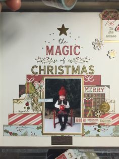 a christmas card with an elf sitting in a chair