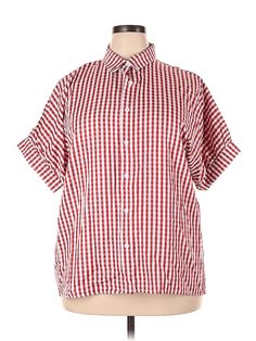 Unbranded Short Sleeve Button Down Shirt Size: 2X-Large Tops - used. No Fabric Content, Checkered/Gingham | Short Sleeve Button Down Shirt: Red Checkered/Gingham Tops - Size 2X-Large Gingham Short Sleeve Shirt With Button Closure, Short Sleeve Gingham Shirt With Button Closure, Gingham Button-up Top With Button Closure, Gingham Short Sleeve Top With Button Closure, Short Sleeve Gingham Tops With Button Closure, Relaxed Fit Gingham Button-up Shirt, Short Sleeve Gingham Tops With Buttons, Collared Gingham Tops With Relaxed Fit, Collared Gingham Top With Buttons