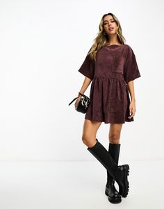 Dresses by ASOS DESIGN Low effort, high reward Crew neck Short sleeves Chest pocket Relaxed fit Brown Mini Dress With Pockets, Winter Corduroy Brown Dress, Fitted Brown Mini Shirt Dress, Brown Long Sleeve Corduroy Dress, Brown Corduroy Knee-length Dress, Brown Long Sleeve Bohemian Mini Dress, Brunch Outfit, Maxi Dress Trend, Leggings Shop