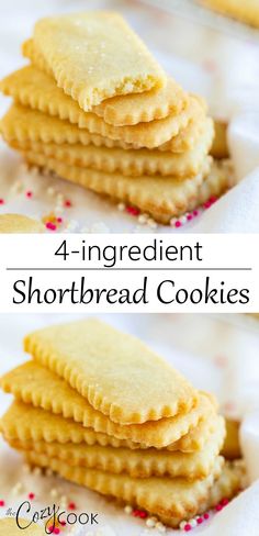 four ingredient shortbread cookies stacked on top of each other