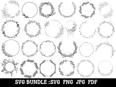 various wreaths and frames with the text svg bundle