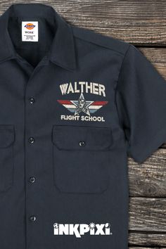 Seek your love for learning about aircrafts with Flight School custom work shirts. Just add any name for a top-notch garment for your aeronautics enthusiast. #inkpixi #personalizedgifts #customworkshirts #personalized #custom #workshirts #shirt #flightschool #fly #flying #school #work #workshop #family #airplane #dickies #patriotic #personalizedgiftsforhim #personalizedgiftsforher Short Sleeve Embroidered Shirt For Work, Fitted Short Sleeve Shirt With Embroidered Logo, Fitted Short-sleeve Shirt With Embroidered Logo, Embroidered Short Sleeve School Top, Embroidered Short Sleeve Top For School, Customizable Short Sleeve College Shirt, Customizable Cotton Shirt For College, Flight School, Custom Uniform