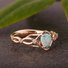 Australian opals Celtic style engagement ring | BBBGEM Nature Engagement Ring, Opal Engagement Ring, Opal Engagement, Tiffany Jewelry, Engagement Rings Opal, Pretty Rings, Gift Ring, Gold Engagement, Vintage Bracelets