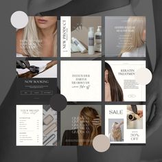 hair stylists template, hair salon instagrams template Instagram Theme Ideas Hairstylist, Hair Product Instagram Feed, Hair Salon Social Media Design, Hair Stylist Instagram Story Ideas, Social Media Hair Stylist, Hair Social Media Posts, Hair Stylist Instagram Feed