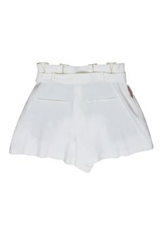 Stay cool and stylish with these Alice & Olivia shorts. These shorts combine the breezy comfort of linen with a fashionable paper bag design, making them the deal choice for a chic summer look. Pair with a simple bodysuit and sandals for a resort-ready ensemble. Size 2 Shell 56% Linen 43% Viscose Lining 100% Cupro Lightweight Zipper fly w/ hidden hook closure Paper bag style Waist 29” Leg Opening Circumference 28” Total Length 15” Trendy Linen Short Bottoms, Trendy Linen Shorts, Trendy Short Linen Bottoms, Elegant High Waist Summer Shorts, Trendy Linen Shorts For Summer, Chic Linen Shorts For Summer, Chic Linen Shorts For Day Out, White Summer Bottoms With Belt Loops, Trendy Linen Shorts For Day Out