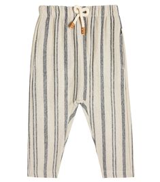 Baby Thomas Striped Pants in Blue - 1 In The Family | Mytheresa Casual Striped Cotton Sweatpants, Striped Cotton Sweatpants For Loungewear, Striped Drawstring Bottoms For Loungewear, Cotton Bottoms With Contrast Stripes, Contrast Stripes Cotton Long Pants, Striped Cotton Bottoms, Baby Bottoms, Baby Pants, Striped Pants