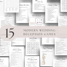 modern wedding reception games with the text 15 modern wedding reception games