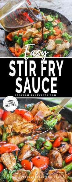 Pouring stir fry sauce onto chicken and vegetables Easy Chicken Stir Fry Recipe, Stir Fry Recipes Healthy, Chicken Stir Fry Recipe