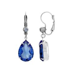 Add a pop of color to your wardrobe with these beautiful 1928 blue glass teardrop leverback earrings. Click on this JEWELRY & WATCHES GUIDE to learn about fit, styles, materials and more! Add a pop of color to your wardrobe with these beautiful 1928 blue glass teardrop leverback earrings. Click on this JEWELRY & WATCHES GUIDE to learn about fit, styles, materials and more! FEATURES 1.6"L x 0.5"W Backings: leverback Metal: alloy Material: glass Plating: silver tone Finish: polished Nickel safe Si Elegant Blue Jewelry With Lever Back, Blue Drop Earrings With Lever Back, Elegant Blue Teardrop Earrings With Lever Back, Classic Blue Teardrop Jewelry, Classic Teardrop Lever Back Jewelry, Classic Blue Clip-on Jewelry, Teardrop Lever Back Jewelry For Anniversary, Leverback Earrings, Polished Nickel