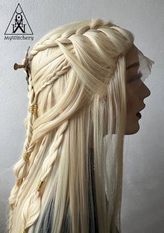 Elf Wig, Elven Hairstyles, Elven Princess, Celtic Hair, Birthday Hairstyles, Princess Fairy, Larp Costume, Fantasy Hair, Hair Up Styles