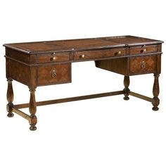 an old wooden desk with two drawers