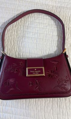 Kate Spade Cherry Bag, Coach Burgundy Bag, Burgundy Coach Bag, Cherry Red Coach Bag, Red Embroidered Bag, Cherry Red Purse, Purse Aesthetic Outfit, Coach Red Bag, Dark Red Things