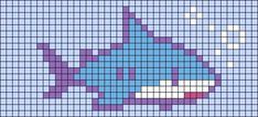 a cross stitch pattern with the shape of a blue and purple building on it's side