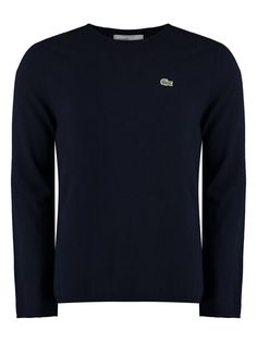 NAVY COMME DES GARÇONS SHIRT LACOSTE X COMME DES GARÇONS - CREW-NECK WOOL SWEATER Comme Des Garcons Shirt, Sweater Sale, Diaper Backpack, Comme Des Garcons, Wool Sweater, Blue Sweaters, Wool Sweaters, Womens Backpack, Patch Logo