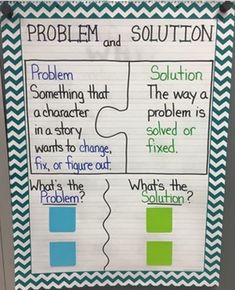 This product includes assessments/quick checks/formal assessments for Problem and Solution.  Each formal assessment (4 total) consists of 4 questions pertaining to Problem and Solution as a quick check for student's comprehension at the end of each day. Answer key is included at the bottom of each page.  1 10 question assessment are included in this product as well.  I also included an open ended activity where students read a passage and write the problem and solution of the story. Problem And Solution Anchor Chart, Problem And Solution Activities, Problem Solution Anchor Chart, Problem Solution Activities, Ela Anchor Charts, Classroom Charts, Classroom Anchor Charts, Co Teaching, Elementary Activities