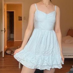 Item: Hollister Blue Gingham Mini Dress Brand: Hollister Condition: Brand New With Tags Size: S (Model Is 5’8, 125 Lbs, Size 4) Original Price: $40 From A Smoke/Pet Free Home #Dress #Minidress #Casual #Summerdress #Dainty Trendy Elegant Pastel Skater Mini Tie Around Dress Gingham Plaid Mini Sundress, Cute Fitted Summer Plaid Dress, Light Blue Casual Dress For Picnic, Casual Light Blue Dress For Picnic, Blue Plaid Mini Dress For Spring, Blue Mini-length Plaid Dress For Spring, Blue Plaid Mini Dress For Picnic, Blue Mini Length Plaid Dress For Spring, Blue Plaid Dress For Spring Picnic