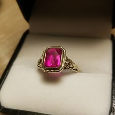 Beautiful Gold 14k Size 6.5 Approx Vintage Cut Glass Stone Pink Tourmaline Color. Antique Pink Jewelry With Rose Cut Diamonds, Antique Pink Rose Cut Diamond Jewelry, Victorian Pink Rose Cut Diamond Jewelry, Classic Pink Ruby Ring With Accent Stones, Elegant Pink Ruby Gemstone Ring, Elegant Pink Jewelry With Rose Cut Diamonds, Elegant Pink Ruby Ring, Pink Ruby Ring With Accent Stones For Formal Occasions, Classic Pink Ruby Ring For Formal Occasions