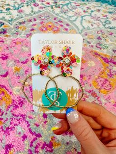 These summer hoops are so much fun for all your summer outfits + they'll match almost anything! Super lightweight Won't tarnish or irritate your ears Sequin Flower, Bag Straps, Gemstone Necklace, New Shop, Gift Necklace, Set Dress, Sequin, Summer Outfits, Graphic Tees