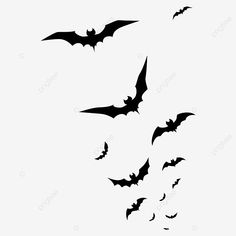 black bats flying in the sky, silhouette, halloween png and psd with transparent background