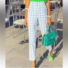 Questions? Leave A Comment Below! Summer Plaid Straight Pants, Plaid Ankle-length Pants For Spring, Spring Plaid Ankle-length Pants, Plaid Straight Pants For Summer, High Waist Plaid Summer Pants, Gingham Ankle-length Spring Pants, Spring Gingham Ankle-length Pants, Spring Day Out Plaid Pants, Summer Gingham High-waisted Pants