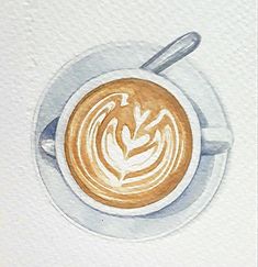 a watercolor painting of a cappuccino