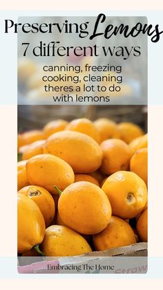 a pile of lemons sitting next to each other on top of a table with the title