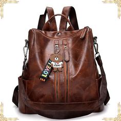 Top Seller for Women Casual Fashion LEATHER Vintage Girl Backpack Ladies Luxury Stylish Bag, Women's Bags Handbags Soft Leather Backpack, Vintage Leather Backpack, Luxury Backpack, Women Backpack Travel, Shoulder Bags For School, Backpack Pattern, Leather Backpacks, Vintage Backpacks, Women Leather Backpack