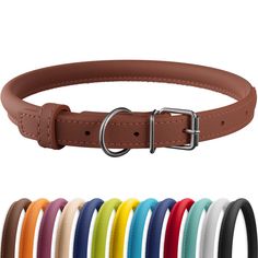 CollarDirect Rolled Leather Dog Collar, Soft Padded Round Puppy Handmade Genuine Leather Small Large Cat Collars 13 Colors (12-15 Inch, Brown Smooth) Flower Cat Collar, Long Haired Dogs, Plaid Dog Collars, Puppy Collar, Leather Dog Leash, Large Dog Collars, Cat Enclosure, Leather Dog Collar, Leather Roll