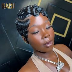 BAISI HAIR Pixie Cut Wig BAISI Sexy Quick Wave Lace Short Wig Pixie Quick Weave, Quick Wave, Curled Pixie Cut, Finger Waves Short Hair, Finger Wave Hair, Black Hair Short Cuts, Short Hair Images, Short Hair Pixie Cuts, Quick Weave Hairstyles