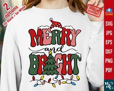 merry and bright christmas svg cut file