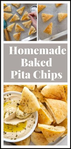 homemade baked pita chips with dipping sauce