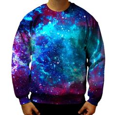 Galaxy Sweatshirt Winter Star Print Crew Neck Sweatshirt, Winter Crew Neck Sweatshirt With Star Print, Galaxy Sweatshirt, Nerd Outfits, Galaxy Shirt, Blue Galaxy, Galaxy Print, Business Attire, Print Sweatshirt