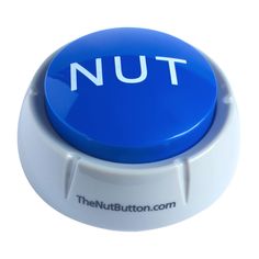 a blue and white button with the word nut on it's center cover is shown