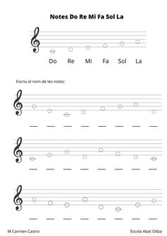 sheet music with notes for children to play on the guitar, and also in spanish