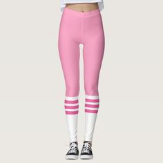 Pink Print Tube Sock Costume Leggings, Women's, Size: Medium, Hot Pink / Pale Violet Red Gender: female. Age Group: adult. Socks Over Leggings, Sock Leggings, Pink Socks, Aerial Yoga, Gym Style, Best Leggings, Blue Leggings, Tube Socks, Knee Socks