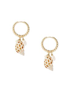 These are the ultimate beach accessory! Grab these Kendra Scott Oleana Shell Huggie Hoop Earrings in White Spotted Shell and Gold when you are headed to the sand and sea. a substantial sized speckled white one of a kind shell dangles from a textured small Gold hoop earring. The shell dangle is accompanied by a cultured freshwater pearl, creating a perfect pair. Features:Style: Hoop, HuggieMetal: 14k Gold Plated BrassStone/Color: White Cultured Mother of PearlClosure: Ear PostMeasurements: Approx White Small Hoop Earrings For Beach, Bohemian Shell Hoop Earrings For Beach, White Beaded Hoop Earrings For Beach, Bohemian Small Hoop Earrings For Beach, Adjustable Small Hoop Jewelry For Beach, Adjustable Small Hoop Earrings For Vacation, Summer Beach Hoop Earrings, Gold Hoop Earrings For Summer Beach, Hoop Earrings For Beach With Pierced Ears