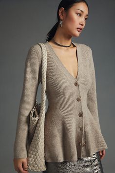 32% nylon, 21% merino wool, 19% viscose, 16% acrylic, 10% polyester, 2% elastane Button front Hand wash Imported | Hourglass Cardigan Sweater by Maeve in Beige, Women's, Size: 2XS, Polyester/Nylon/Wool at Anthropologie Hourglass Cardigan, Structured Cardigan, Oversized Sweater Women, Fall Closet, Pull Oversize, Professional Clothing, Word Bank, Fall 24, Beige Sweater