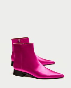 Boots With Low Heel, Fuchsia Heels, Pointed Ankle Boots, Zara Boots, Rose Shoes, Pointed Toe Boots, Women Shoes Online, Low Heel Shoes, High Heel Boots Ankle