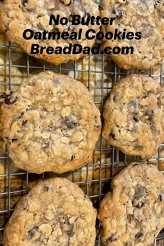 Oatmeal Cookies on Wire Cooling Rack Oatmeal Cookies Without Butter, Butterless Cookies, Cookie Recipes Without Butter, Healthy Oat Cookies, Oat Chocolate Chip Cookies, Oat Cookie Recipe, Oatmeal Chocolate Chip Cookie Recipe, Butter Oatmeal Cookies, Cookie Recipes Oatmeal Raisin